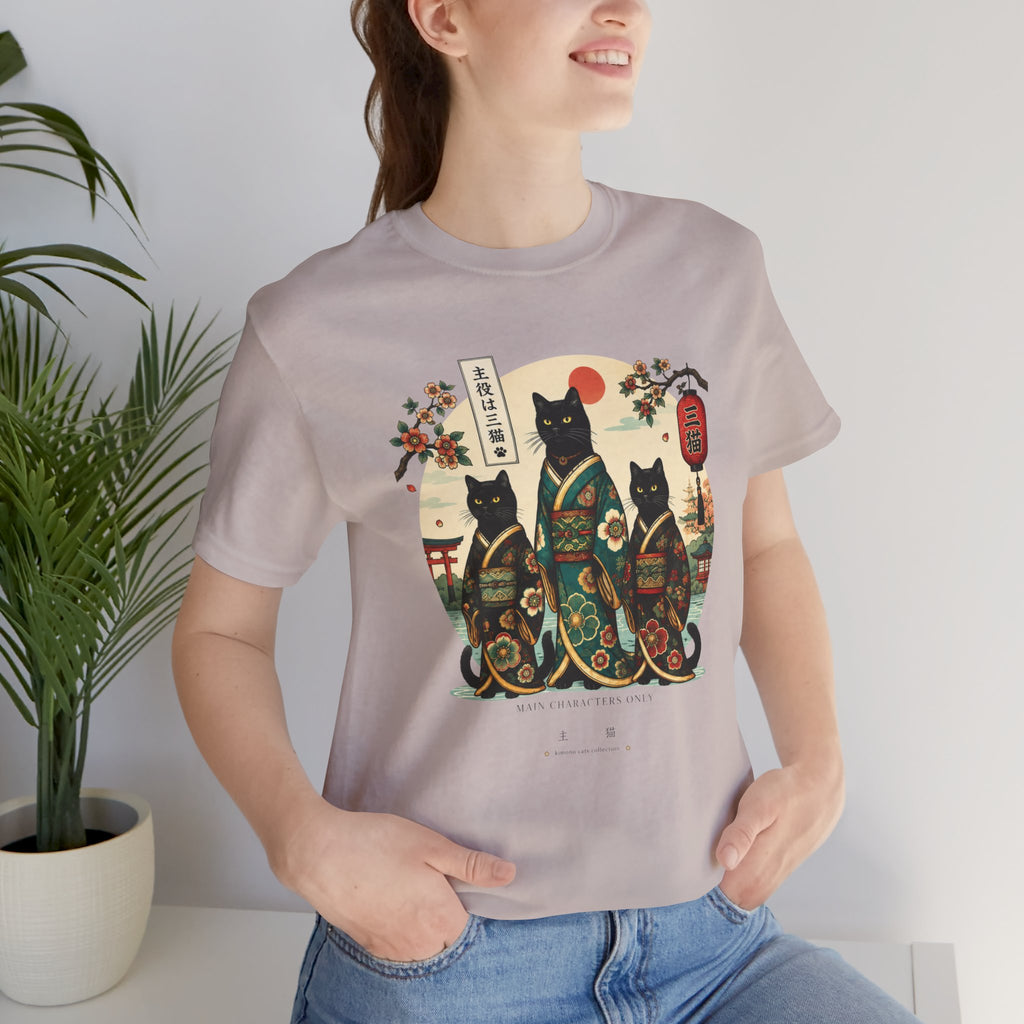 Japanese Lucky Cat Trio T-Shirt — Ukiyo-e Style Maneki Neko Graphic Tee