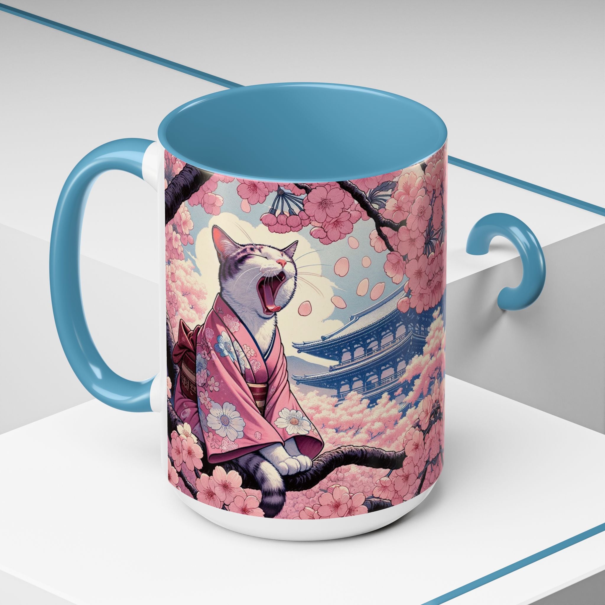 Sakura Cat Coffee Mug in Kimono Design - Kimono Cats Collection