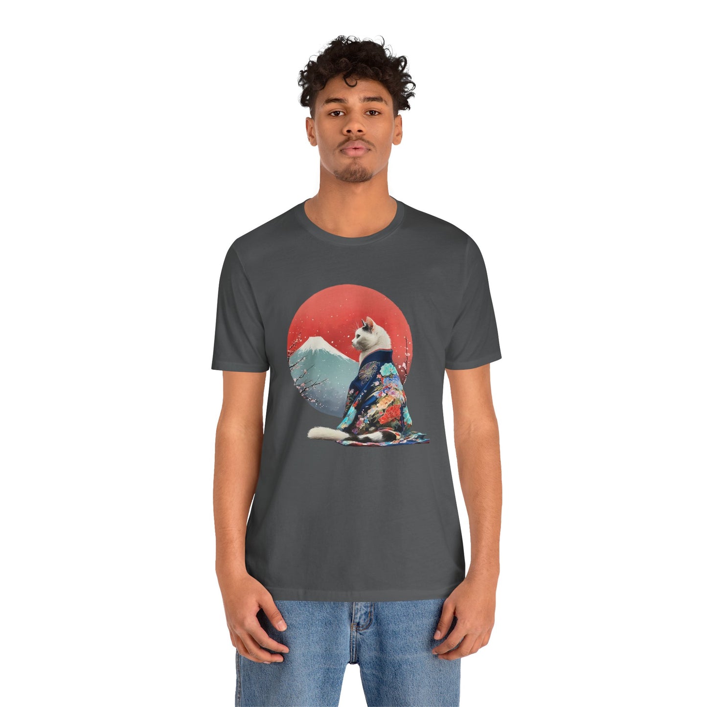 Kimono Cat with Red Sun T-Shirt | Unisex