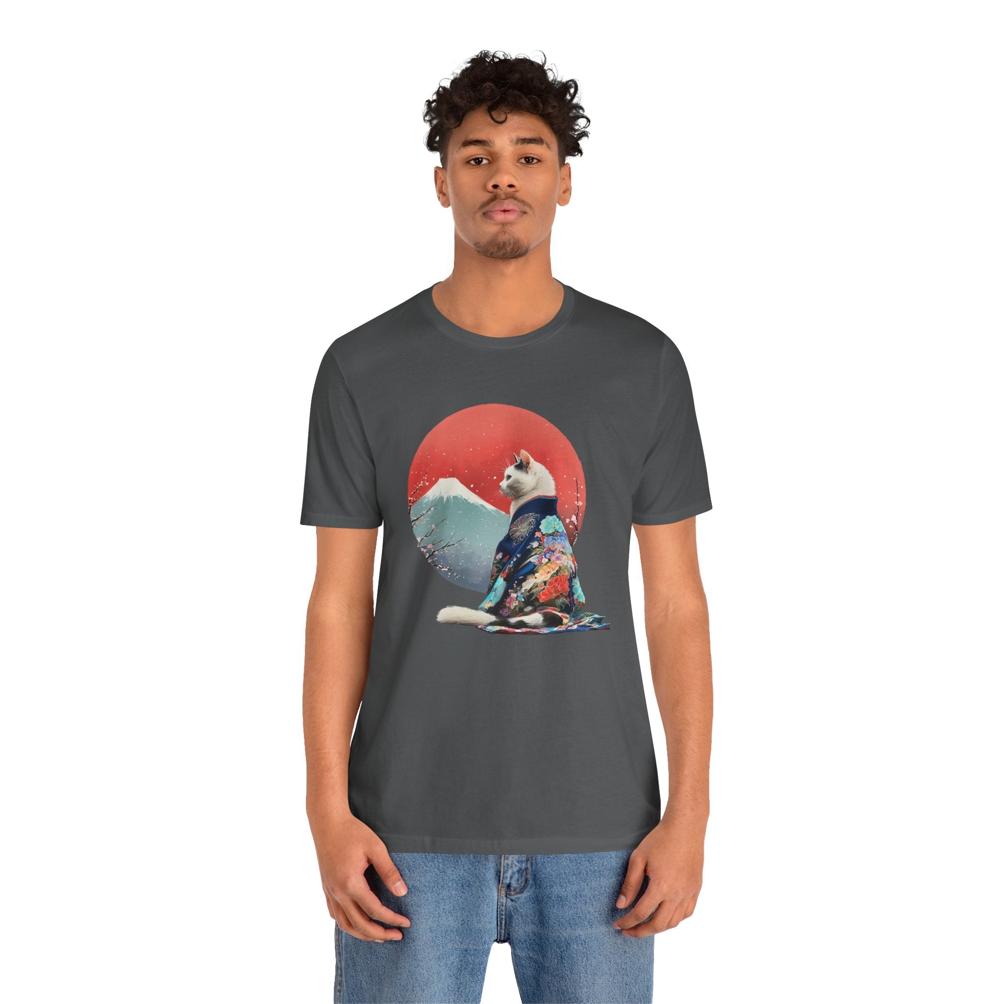 Kimono Cat with Red Sun T-Shirt | Unisex