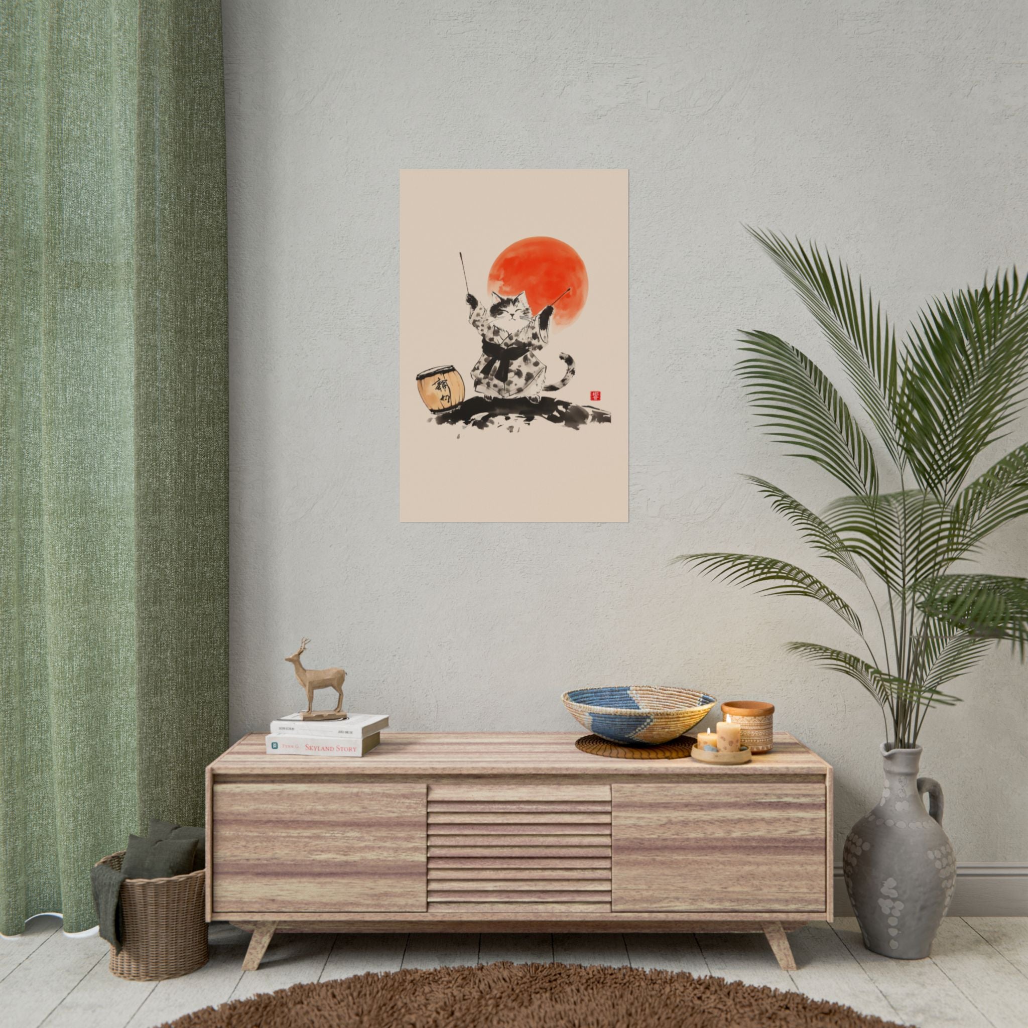 Taiko Drum Cat Wall Art
