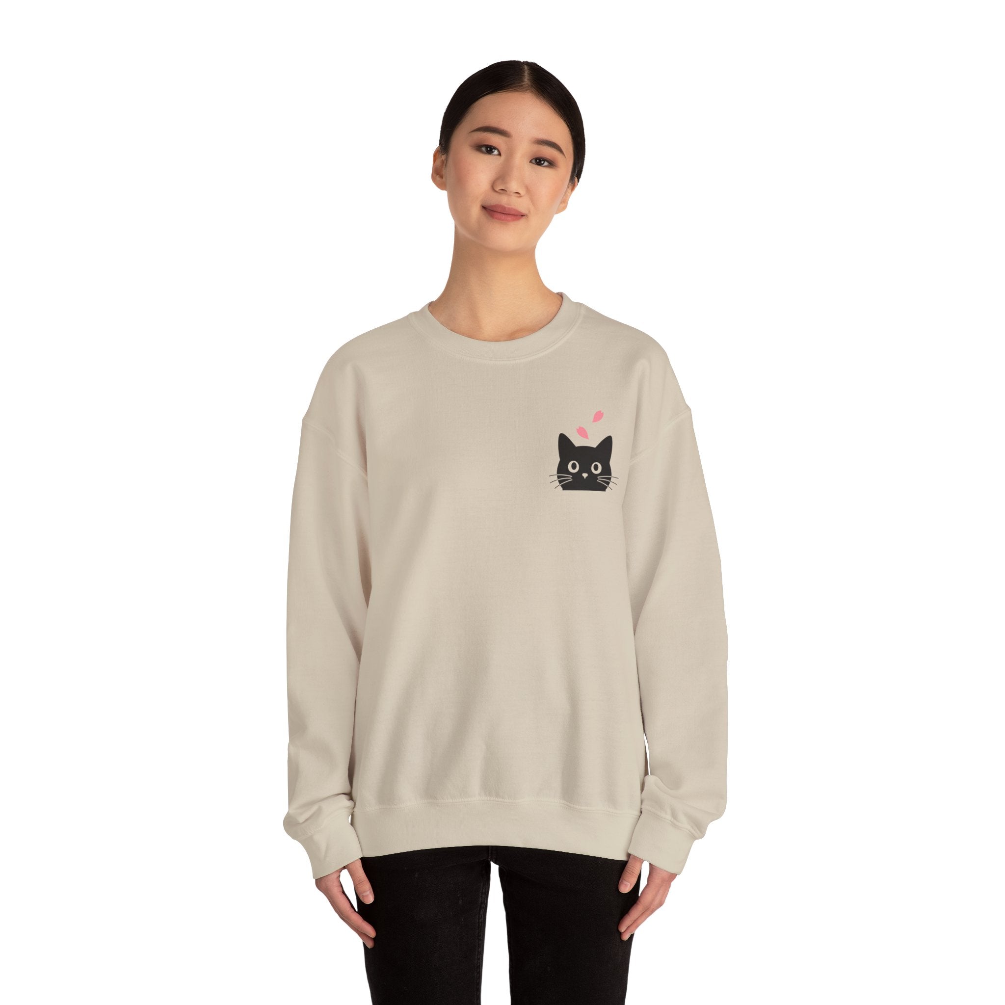 Black Cat Sakura Sweatshirt - Unisex Crewneck
