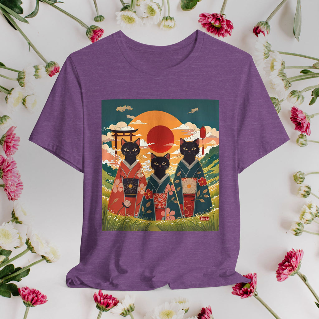 Kawaii Black Kitty Cats in Kimonos T-Shirt