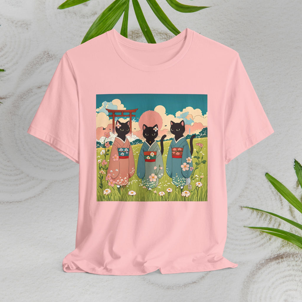 Black Kitty Cats in Japanese Kimonos T-Shirt