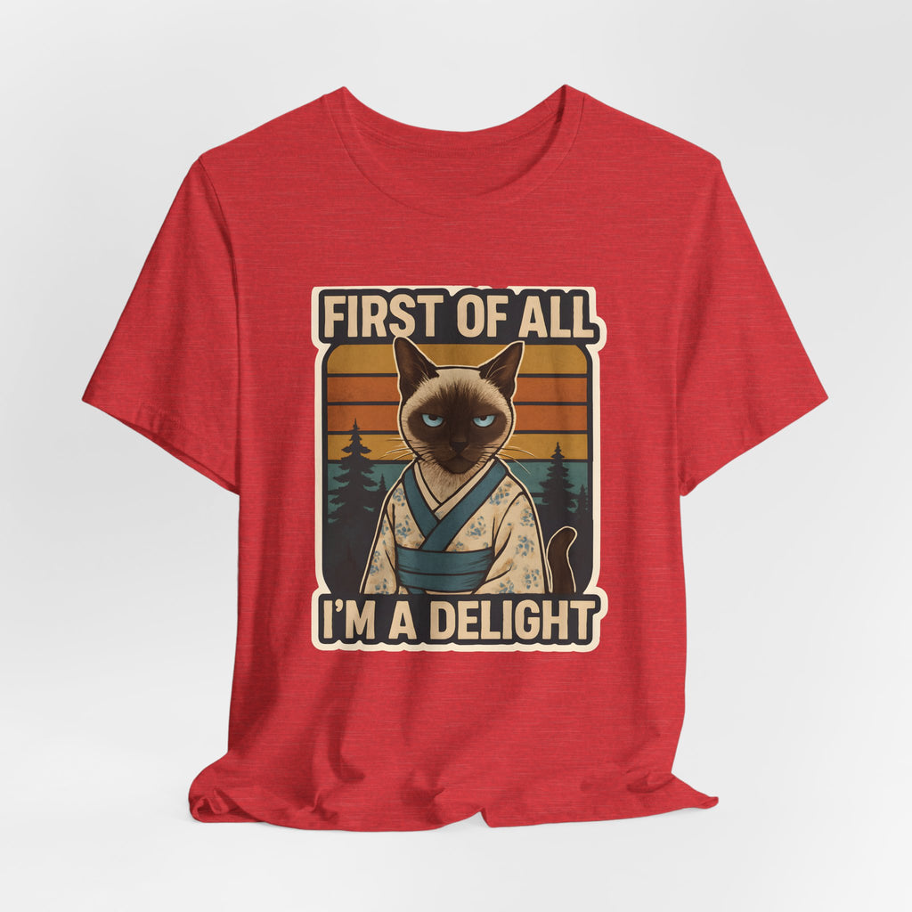 Siamese Cat Samurai "First of All I'm a Delight" T-Shirt