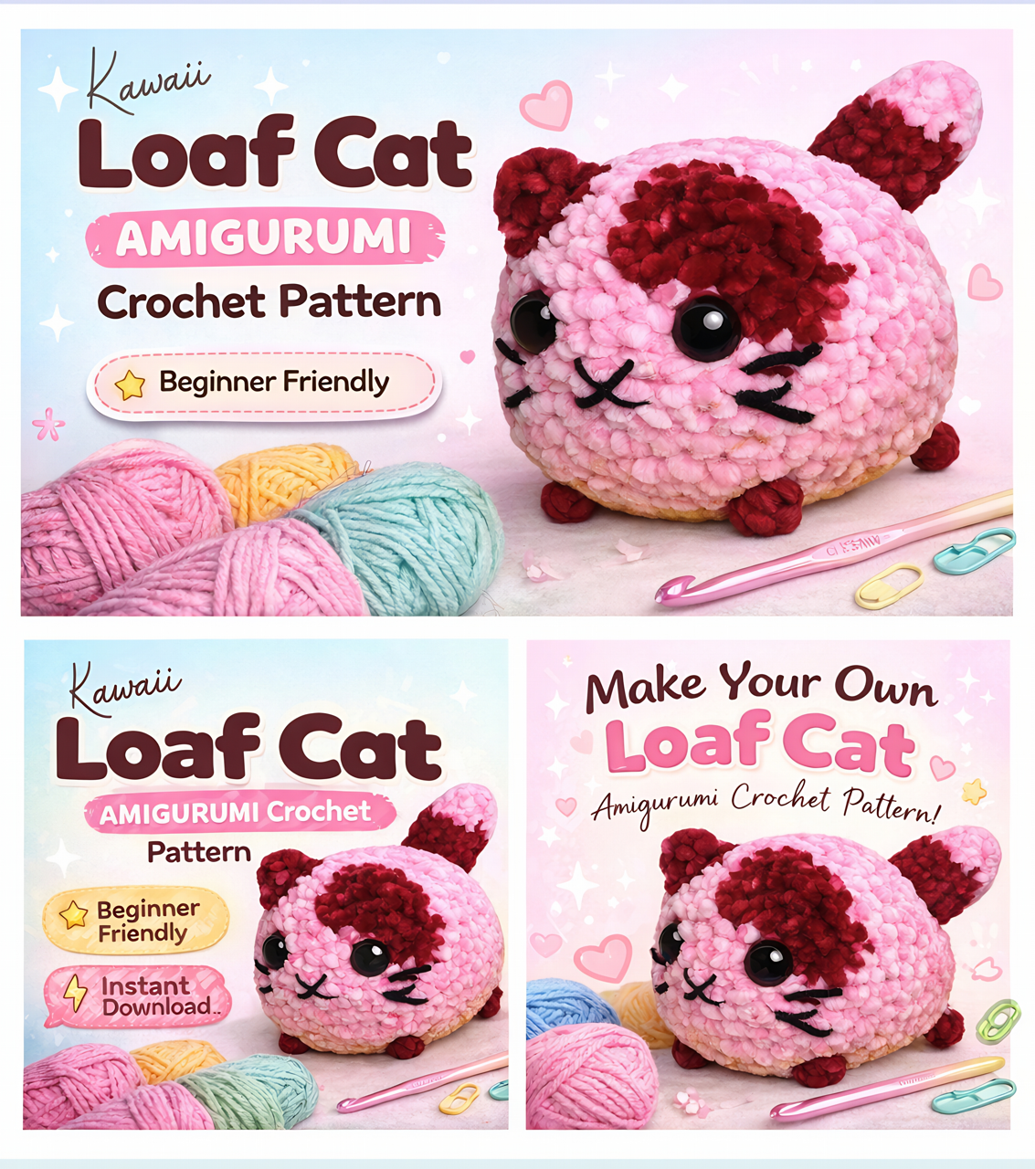 Loaf Cat Crochet Pattern – Easy No Sew Amigurumi (Beginner Friendly)