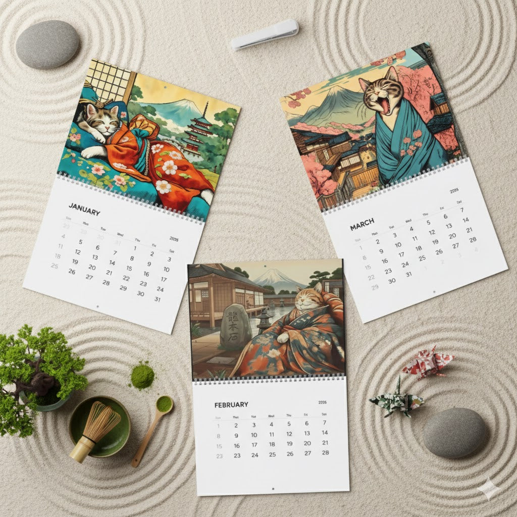 Sleepy Cats of Edo Japan Calendar 2026 - Captivating Art and Culture