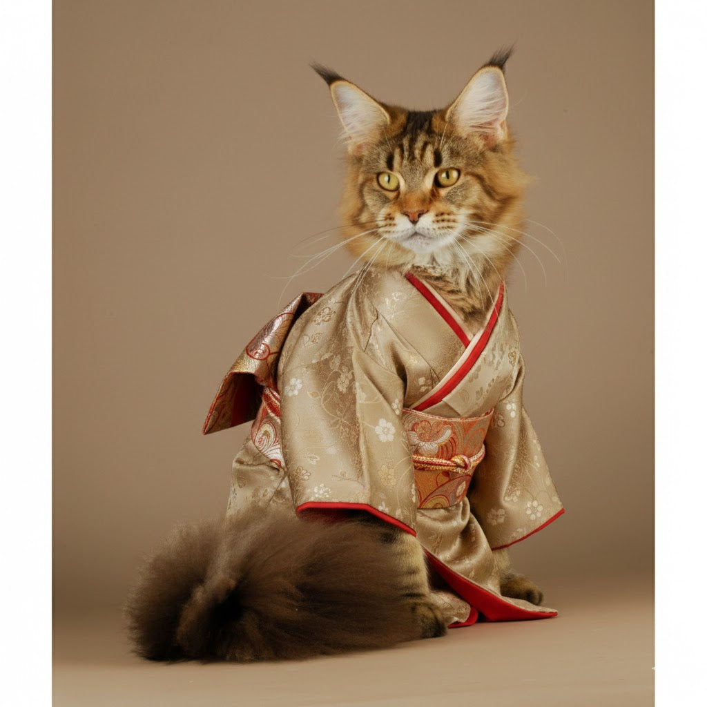Individuelles Kimono-Haustierportrait – Personalisiertes Haustierkunstwerk im japanischen Stil