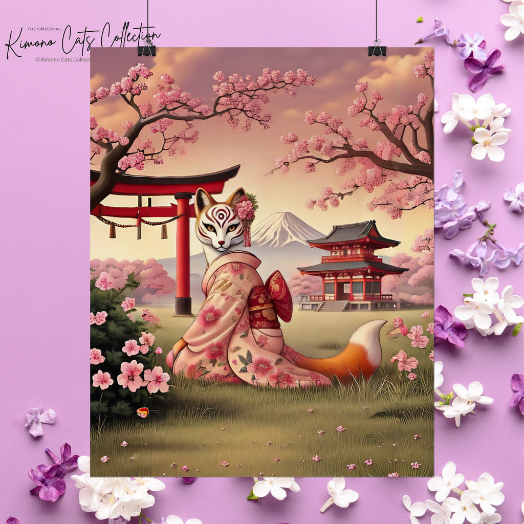 Kitsune Japanese Folklore Art Poster - Tsukihana