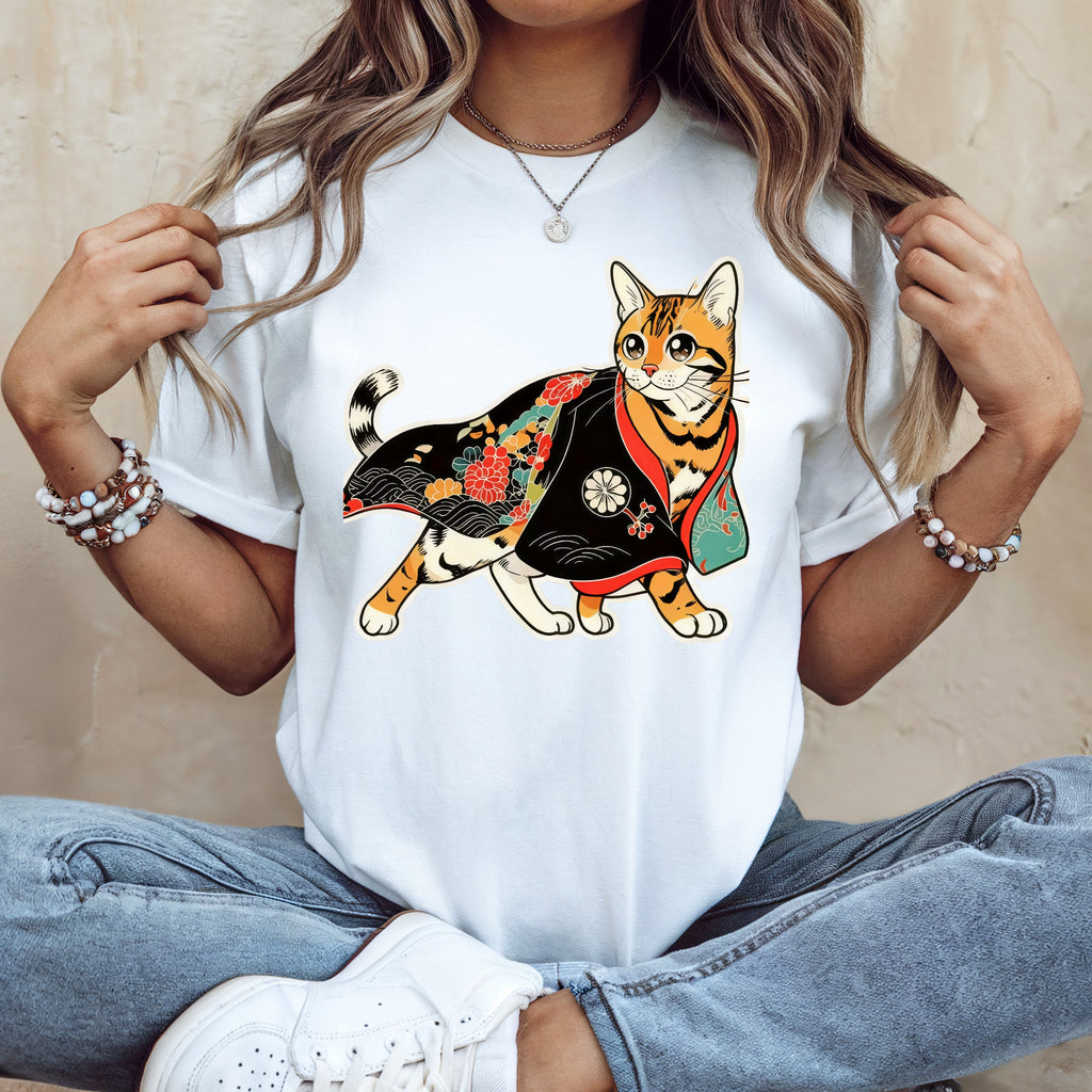 Japanese Neko Cat Shirt Calm Gift Tee, Kimono Neko Bengal - Kimono Cats Collection
