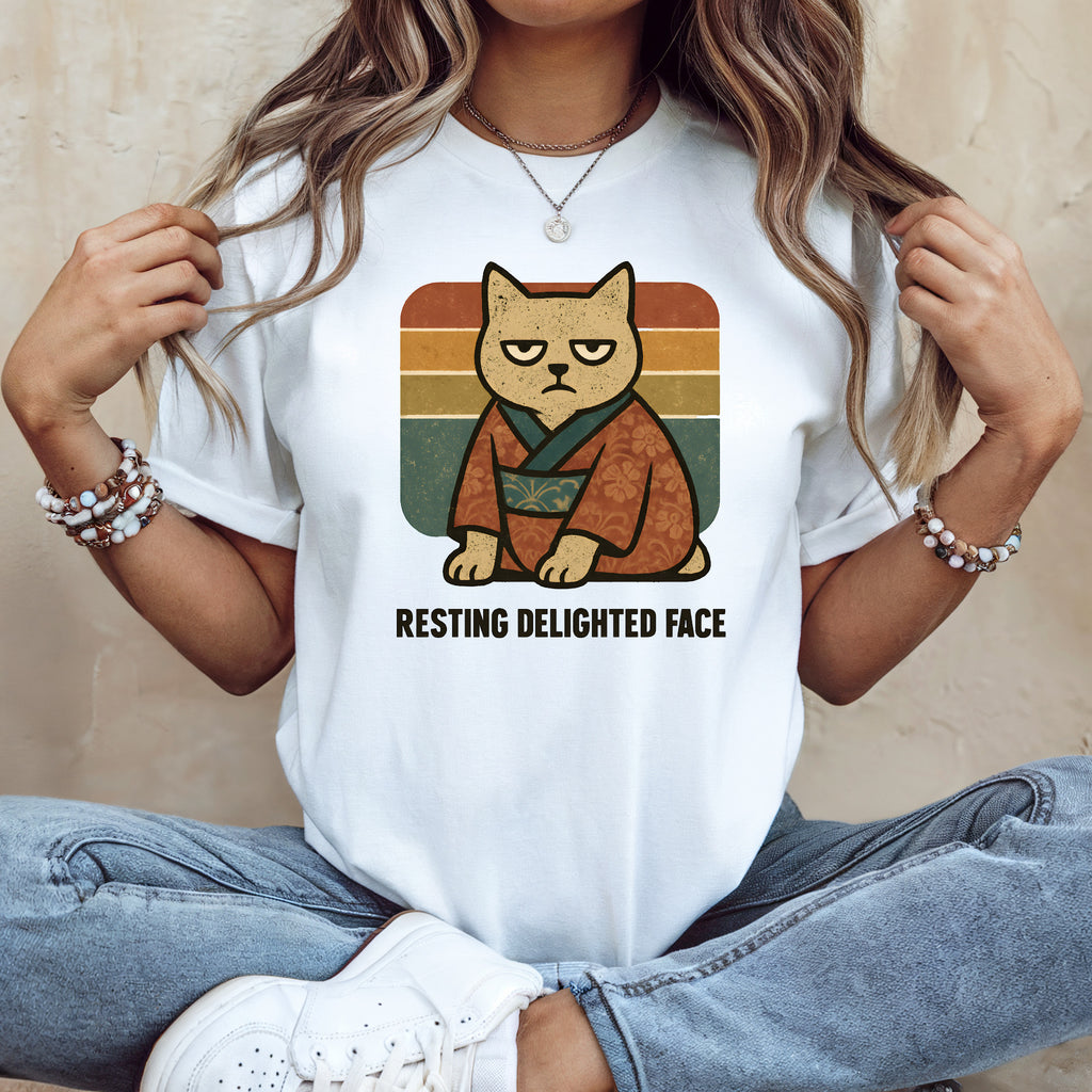 Resting Delighted Face Grumpy Cat Vintage T-Shirt - Kimono Cats Collection