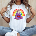 Rainbow Zen Cat Tee | Japanese Meditation Neko Kimono Shirt - Kimono Cats Collection
