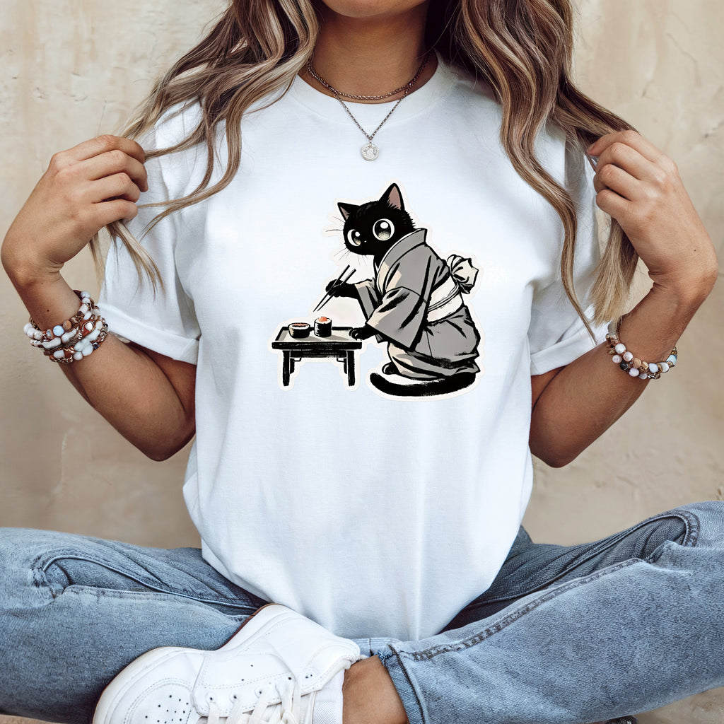Sushi Cat T-Shirt | Adorable Japanese Cat in Kimono Design - Kimono Cats Collection