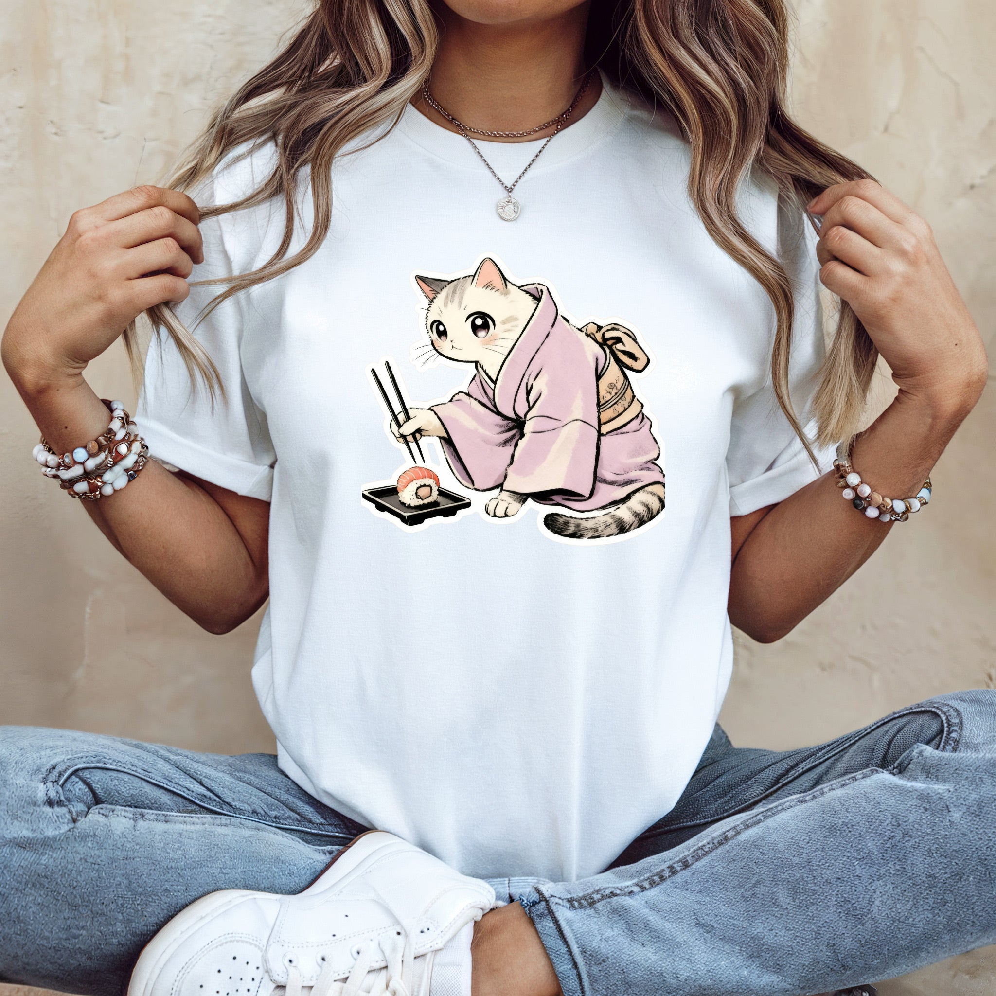 Sushi Cat Shirt - Japanese Kimono Cat Tee - Kimono Cats Collection
