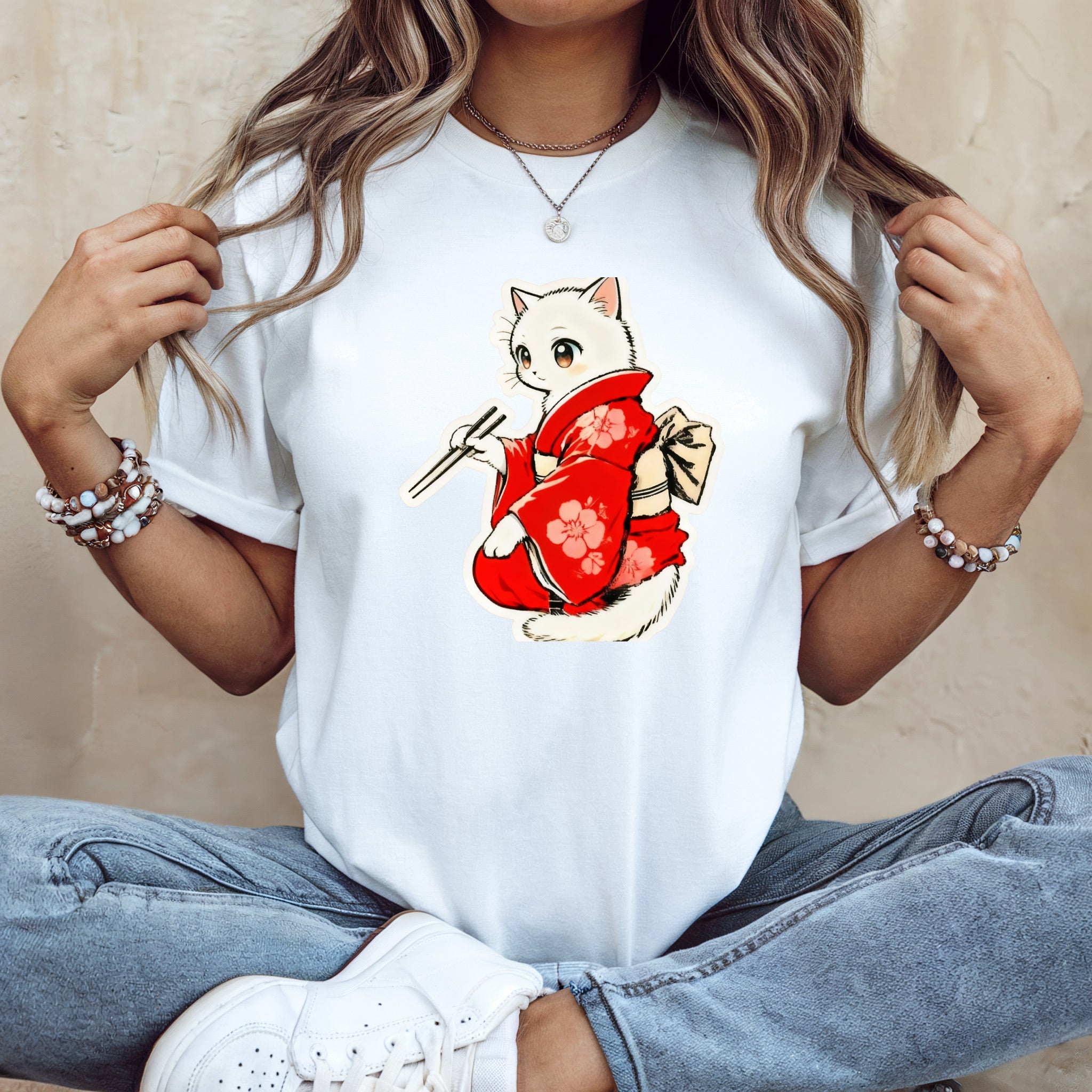 Sushi Kimono Cat Shirt - Adorable Japanese Tee for Cat Lovers - Kimono Cats Collection