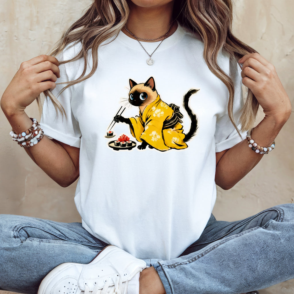 Kawaii Sushi Cat Shirt - Adorable Japanese Cat Tee for Cat Lovers - Kimono Cats Collection