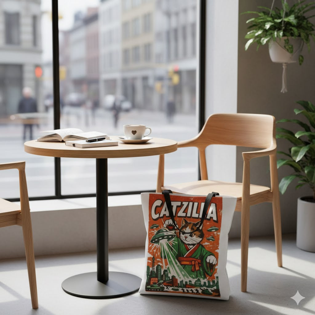 Catzilla vintage monster cat tote