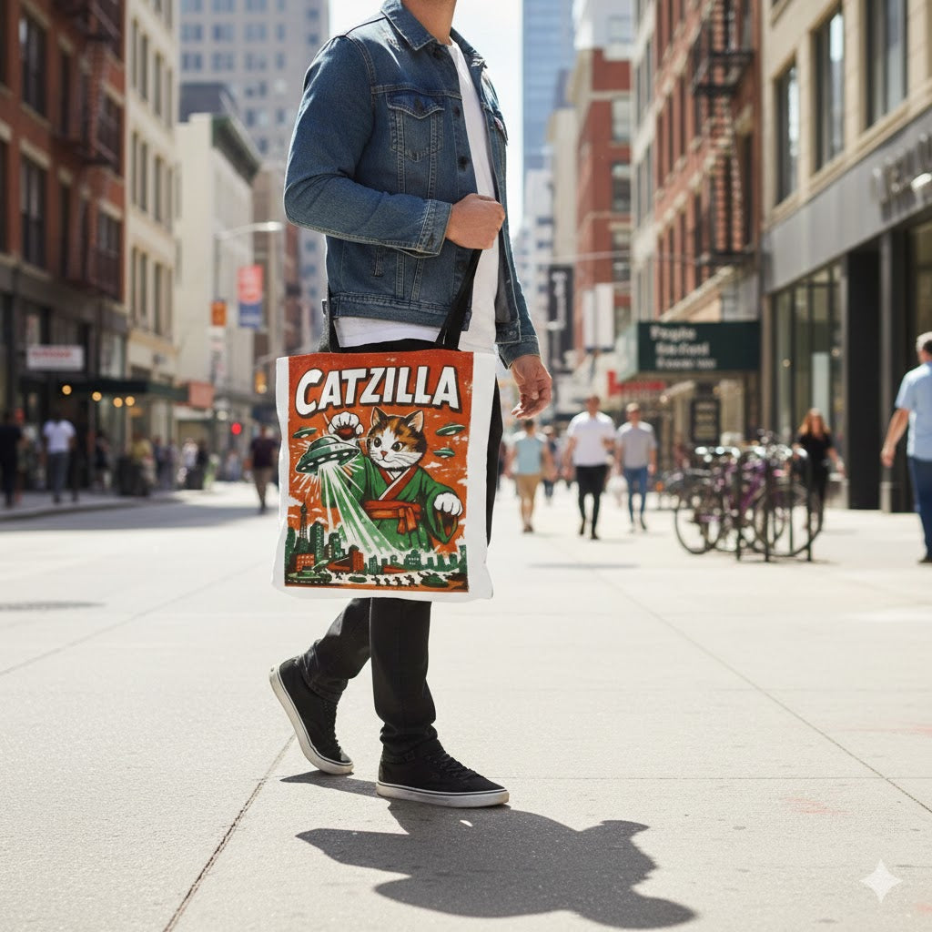 Catzilla vintage monster cat tote