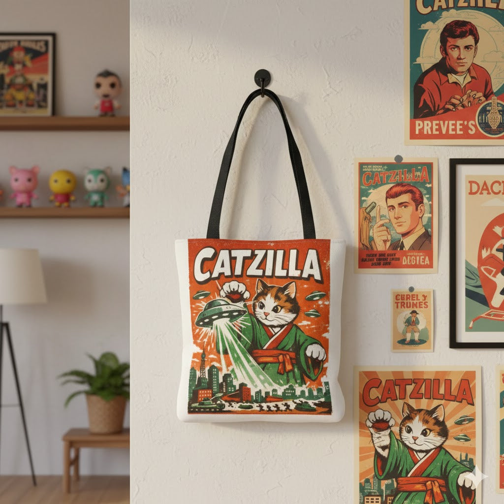 Catzilla vintage monster cat tote