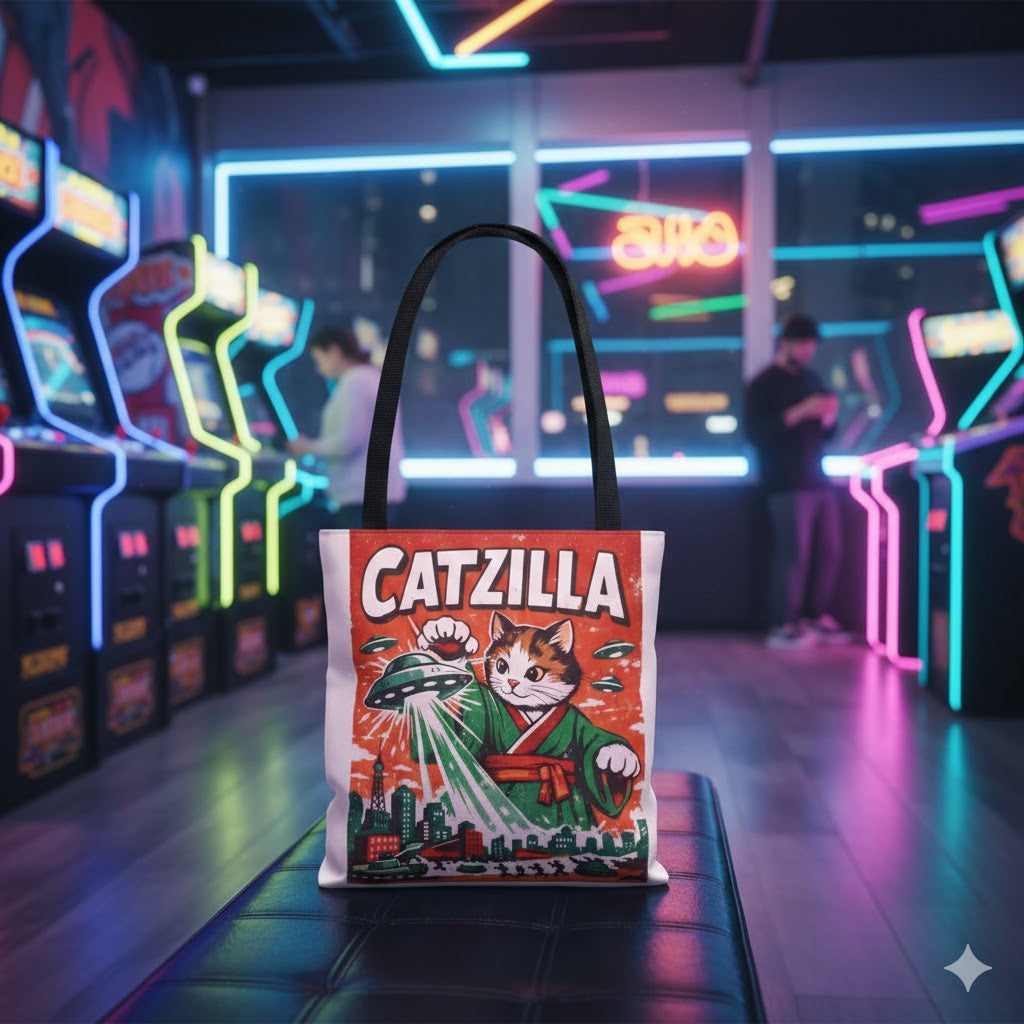 Catzilla vintage monster cat tote
