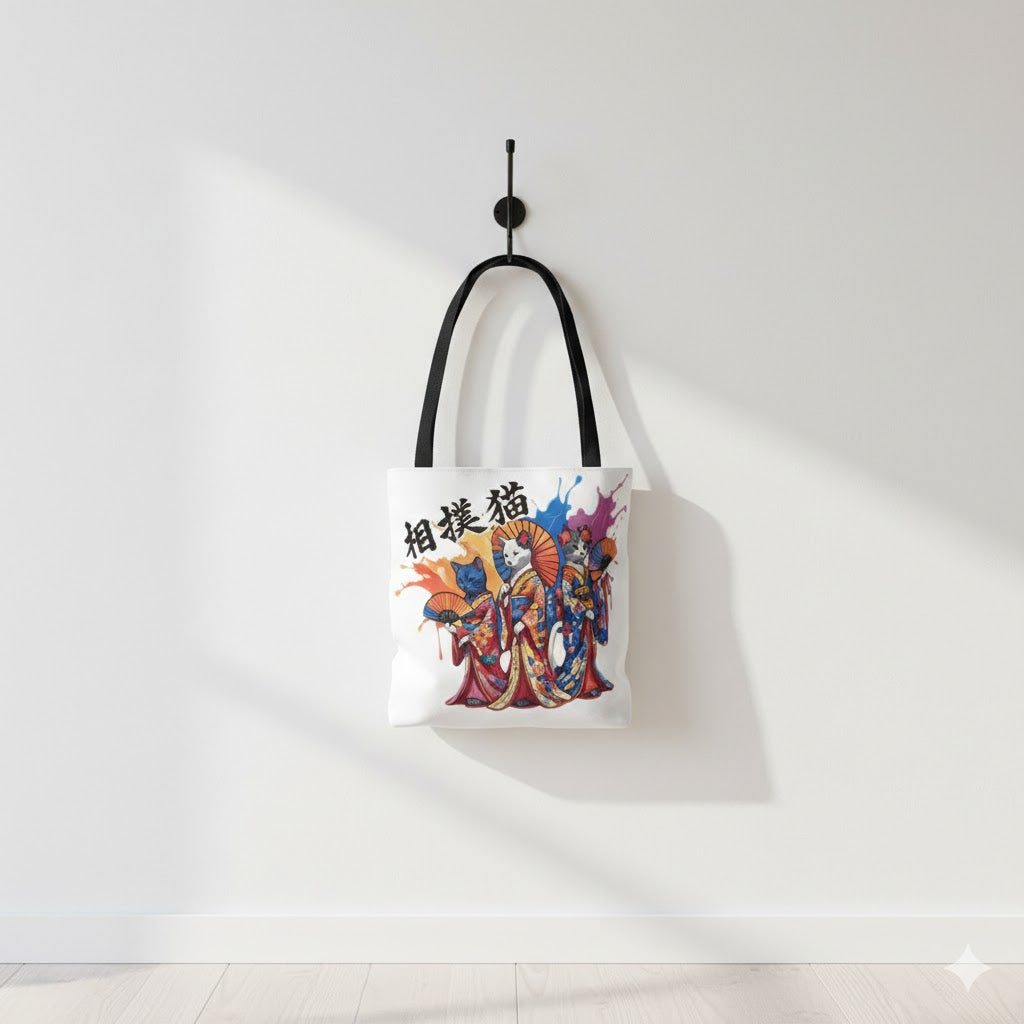 Geisha Cats Tote Bag | Japanese Kimono Cat Tote