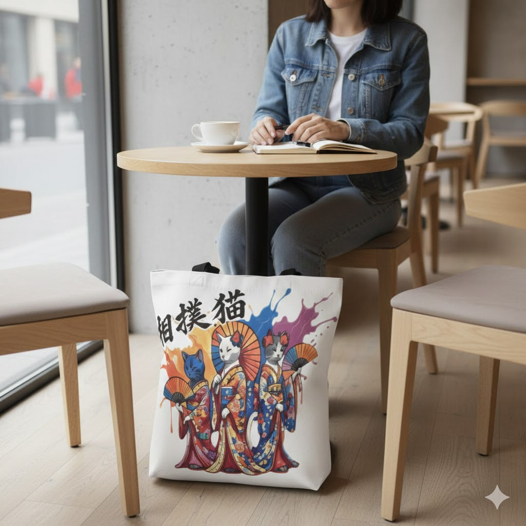 Geisha Cats Tote Bag | Japanese Kimono Cat Tote