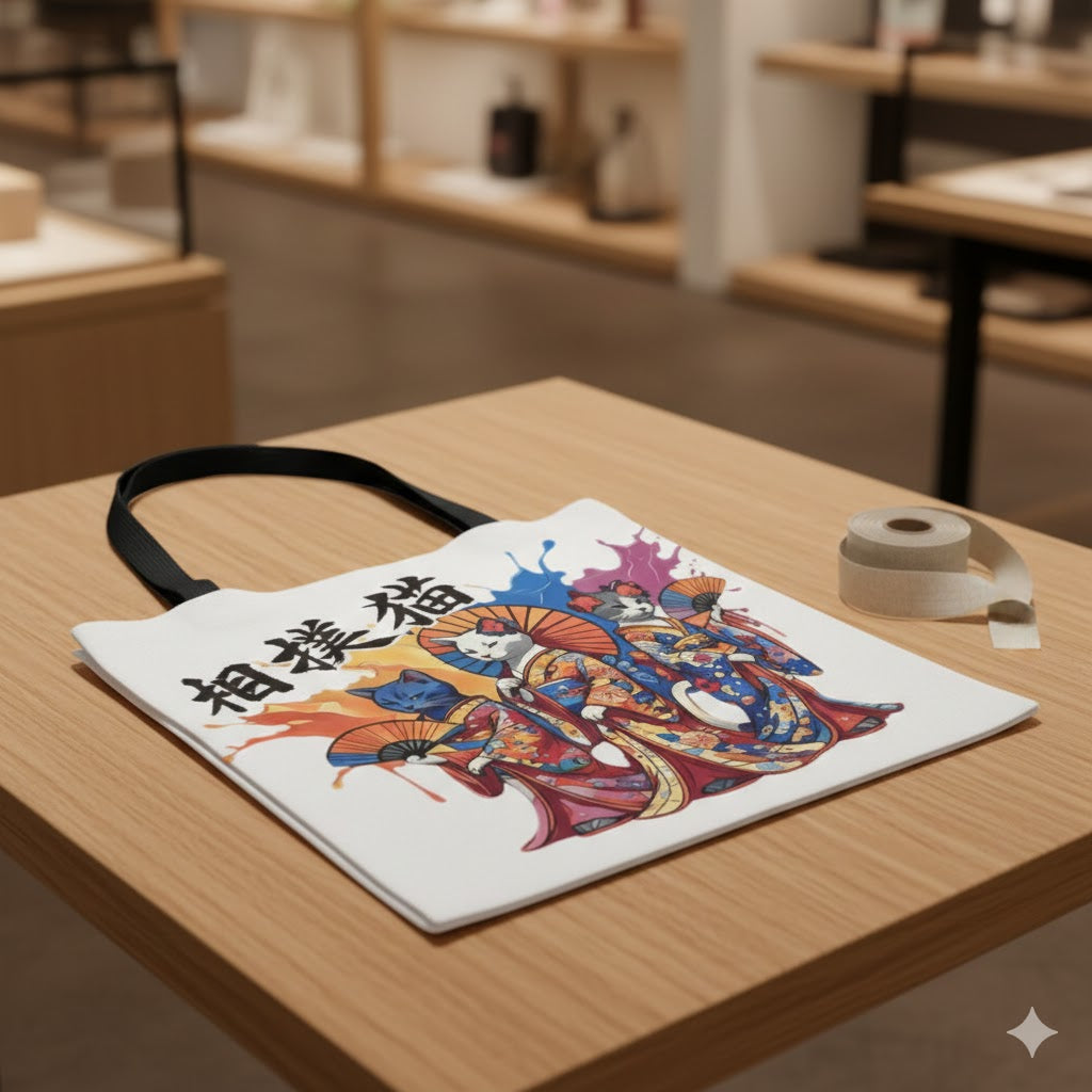 Geisha Cats Tote Bag | Japanese Kimono Cat Tote