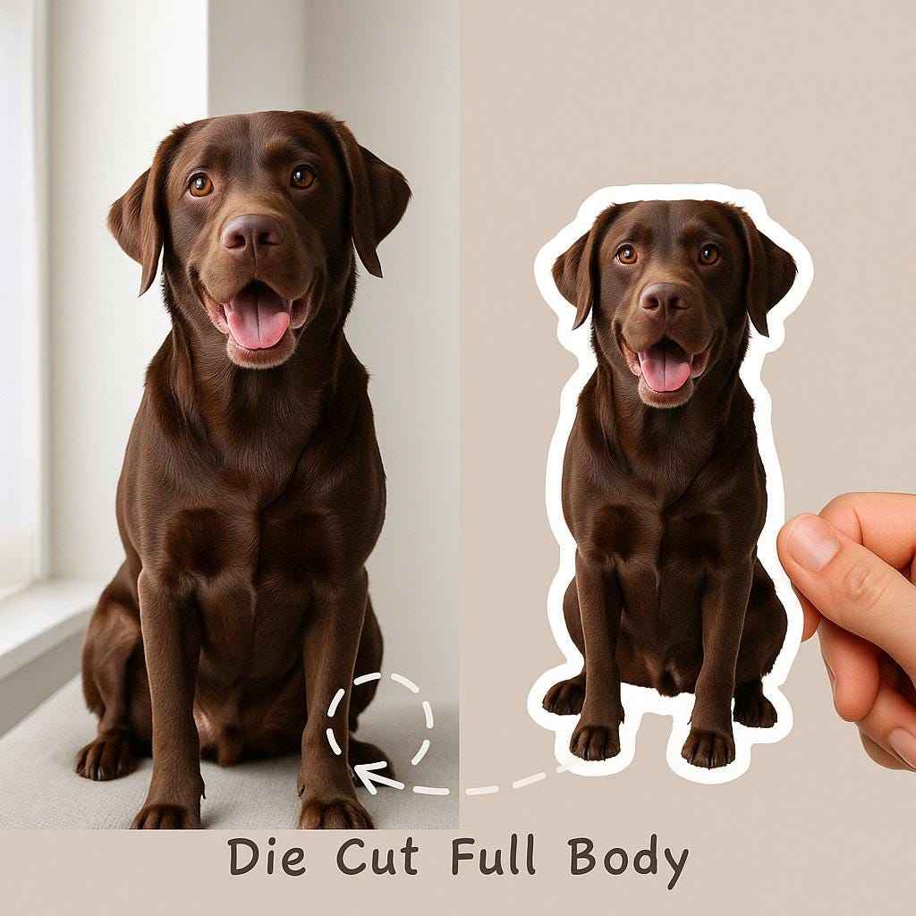 Custom Pet Stickers - Waterproof Vinyl Die Cut from Your Pet Photo, Unique Dog & Cat Stickers