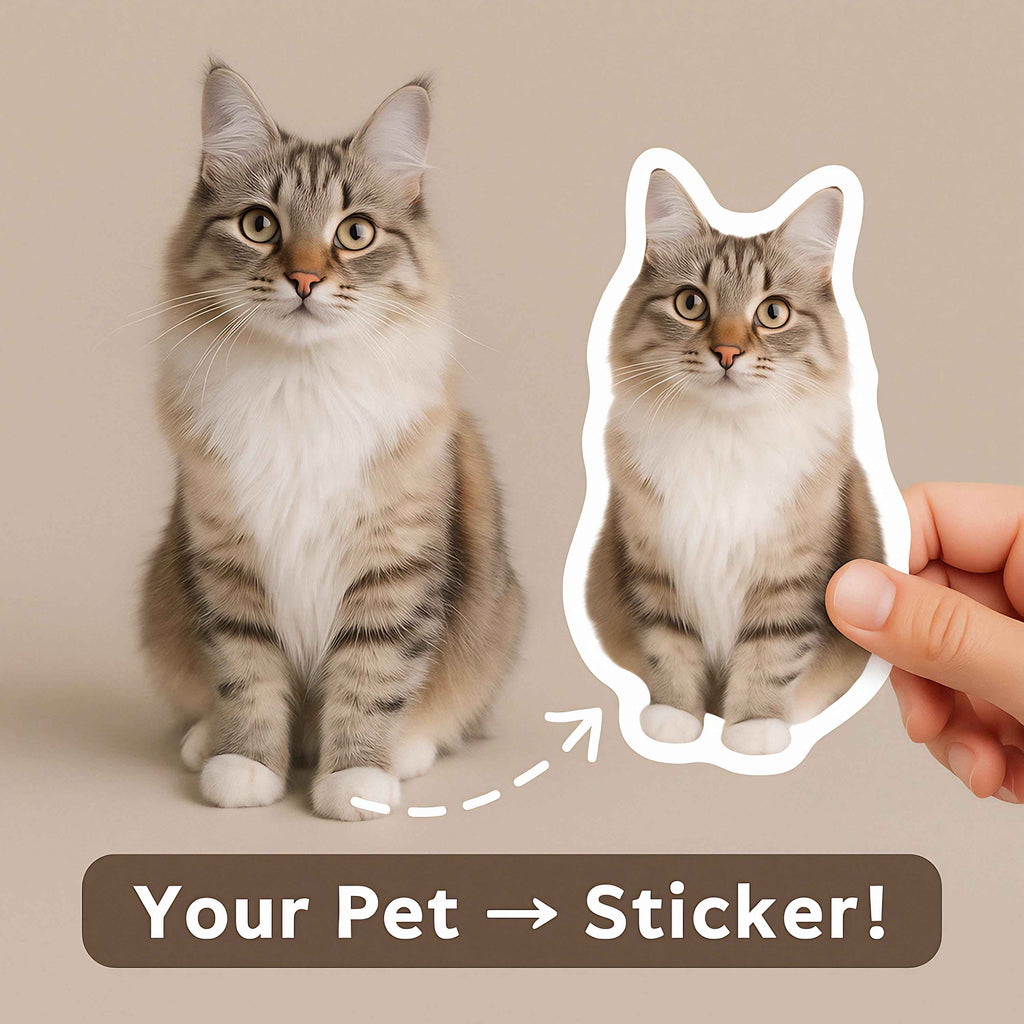 Custom Pet Stickers - Waterproof Vinyl Die Cut from Your Pet Photo, Unique Dog & Cat Stickers