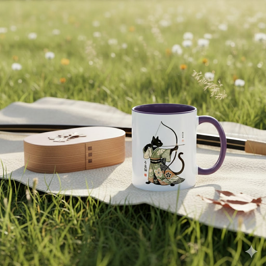 Kyudo Cat Warrior Mug - Unique Cat Lover Coffee Mug for Warriors