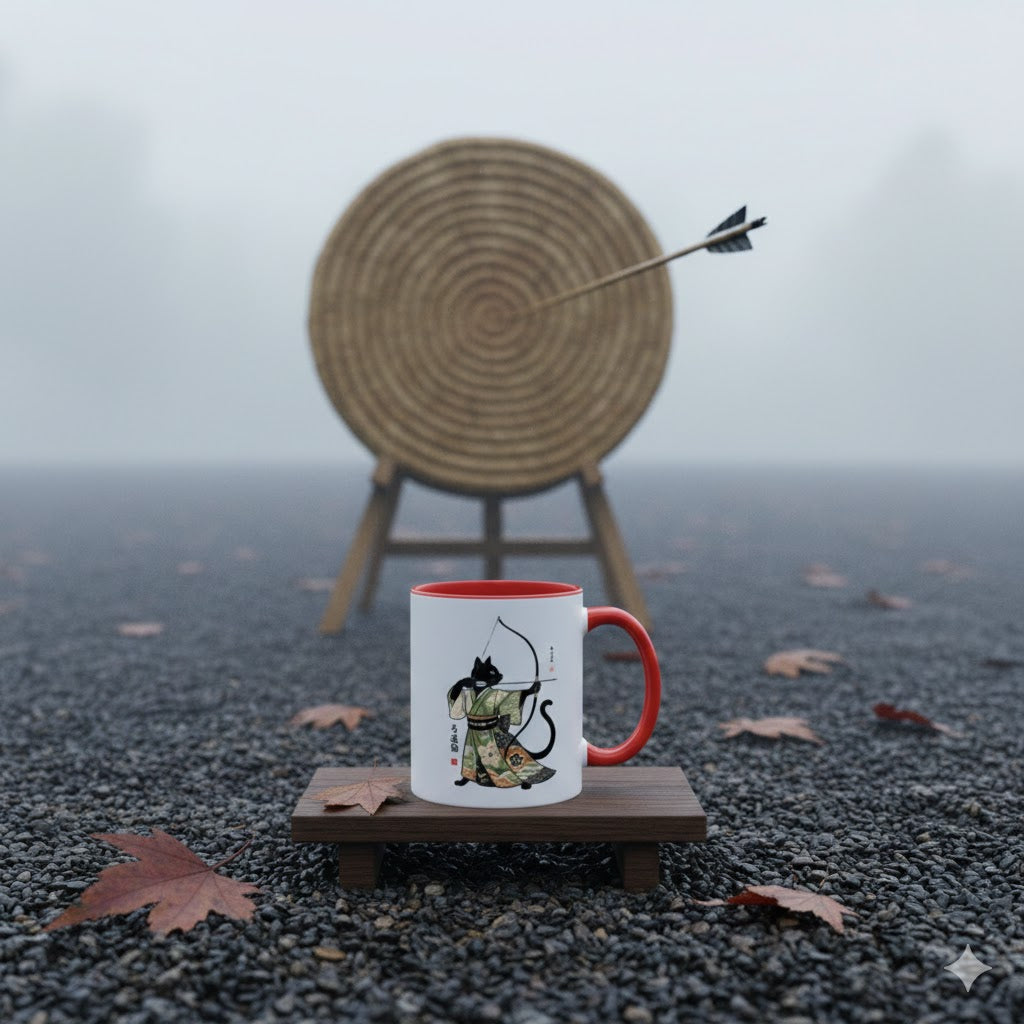 Kyudo Cat Warrior Mug - Unique Cat Lover Coffee Mug for Warriors