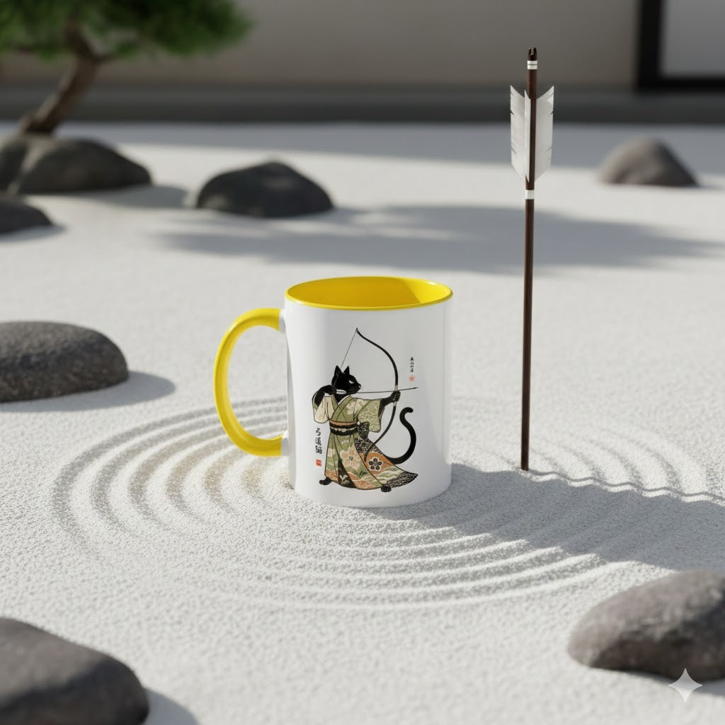 Kyudo Cat Warrior Mug - Unique Cat Lover Coffee Mug for Warriors