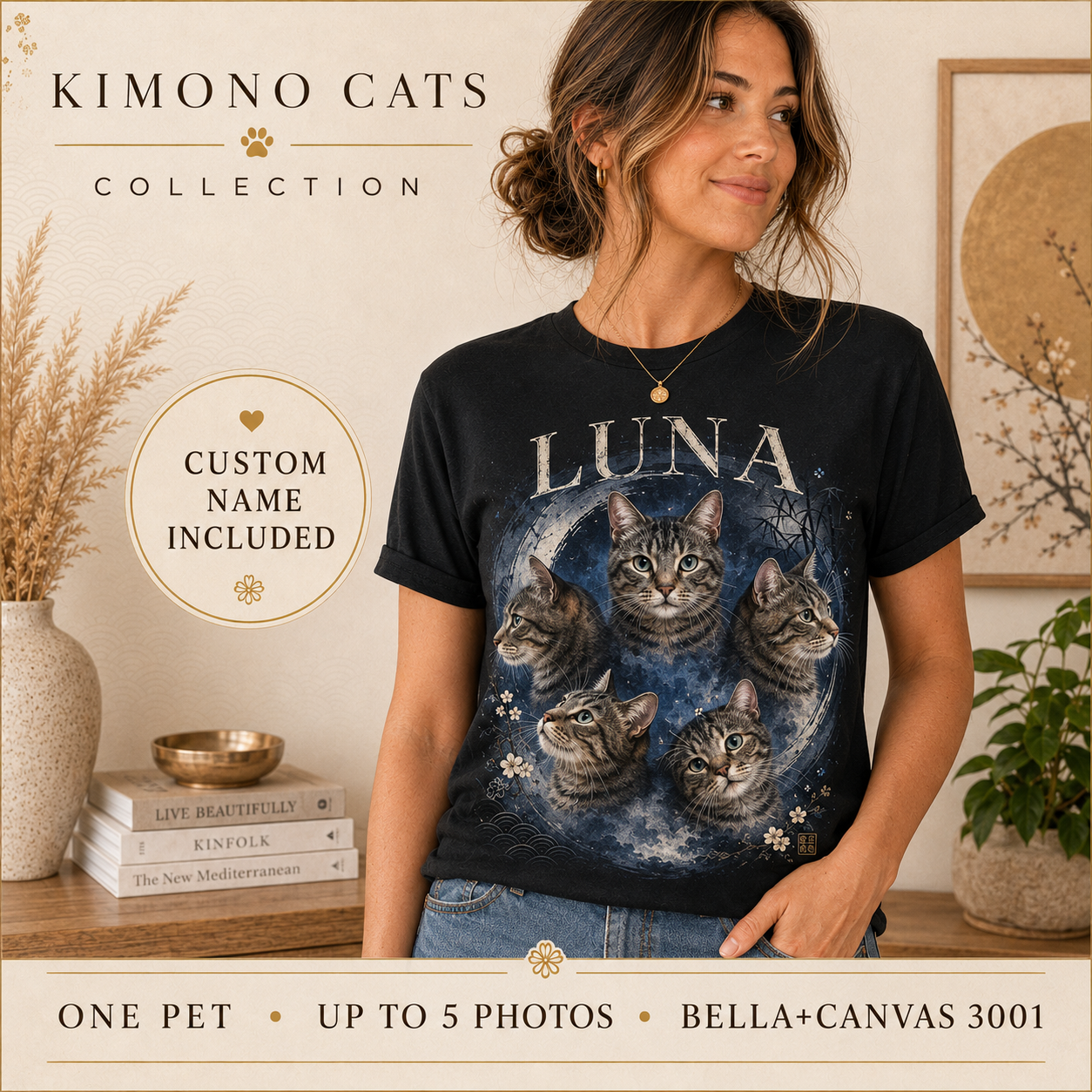 Custom Vintage Pet Shirt, Personalized Dog Cat Photo Tee, Pet Name Bootleg T-Shirt, Bella Canvas 3001 Gift