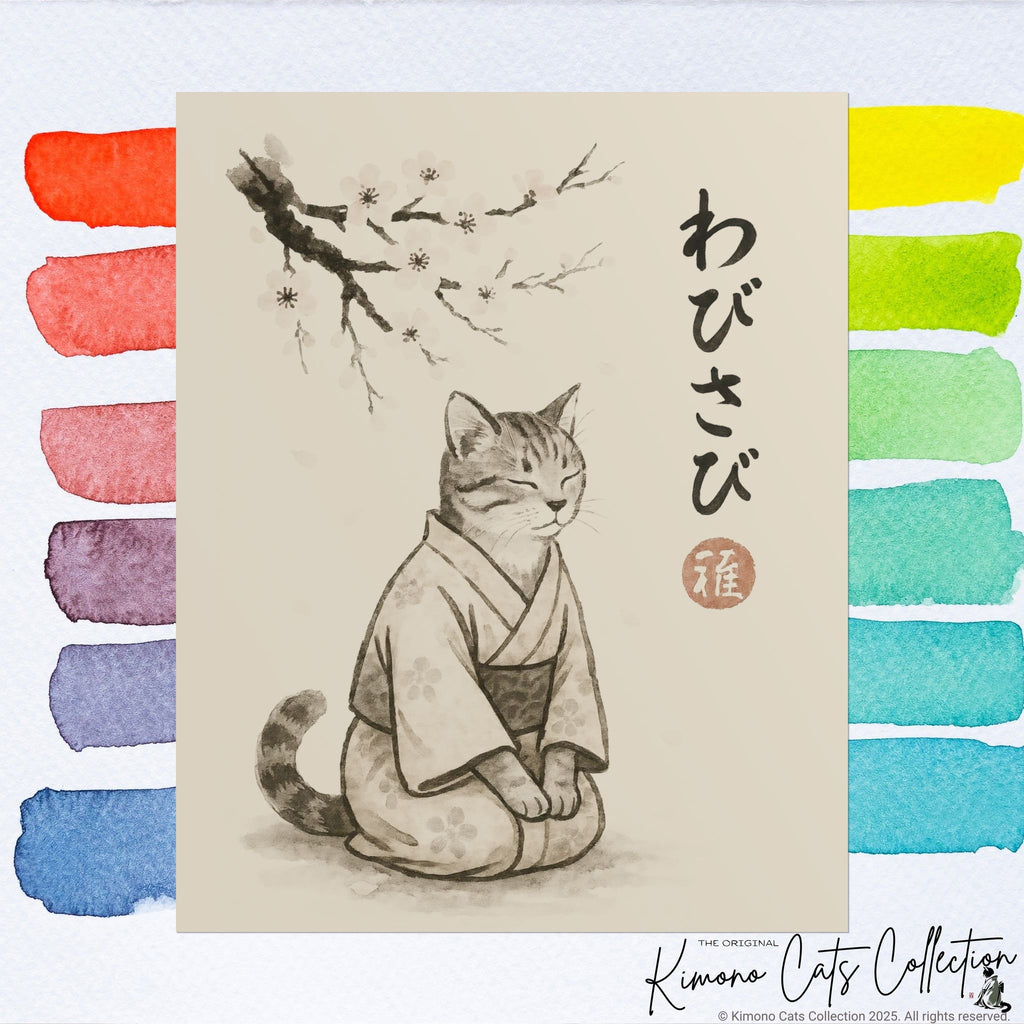 Wabisabi Cat | Japanese-Inspired Zen Wall Art