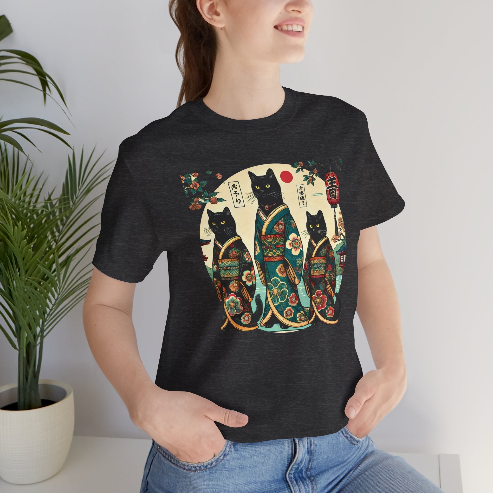 Black Kimono Cats Tee - Unisex