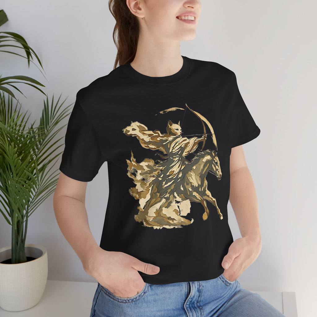 Year of the Horse Archer Cat T-Shirt, Japanese Zodiac Ukiyo-e Ink Wash