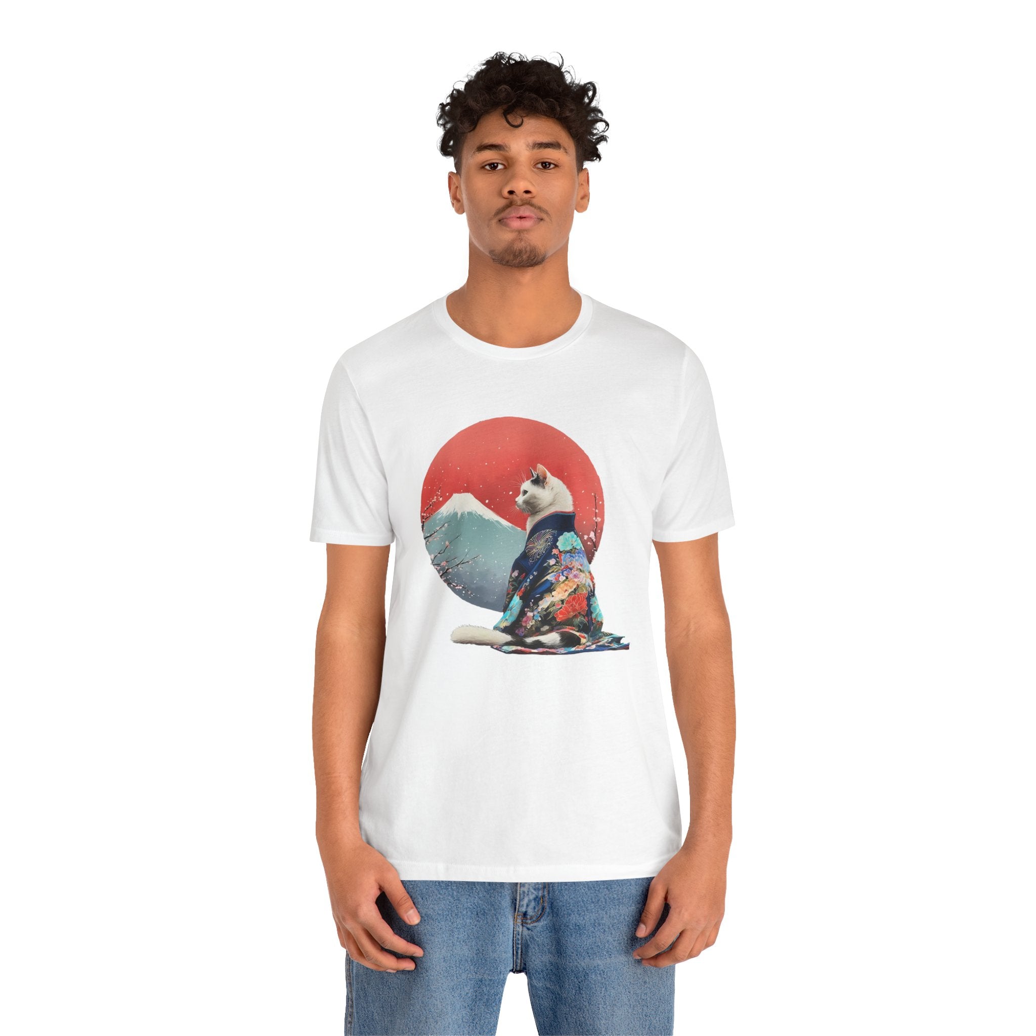 Kimono Cat with Red Sun T-Shirt | Unisex