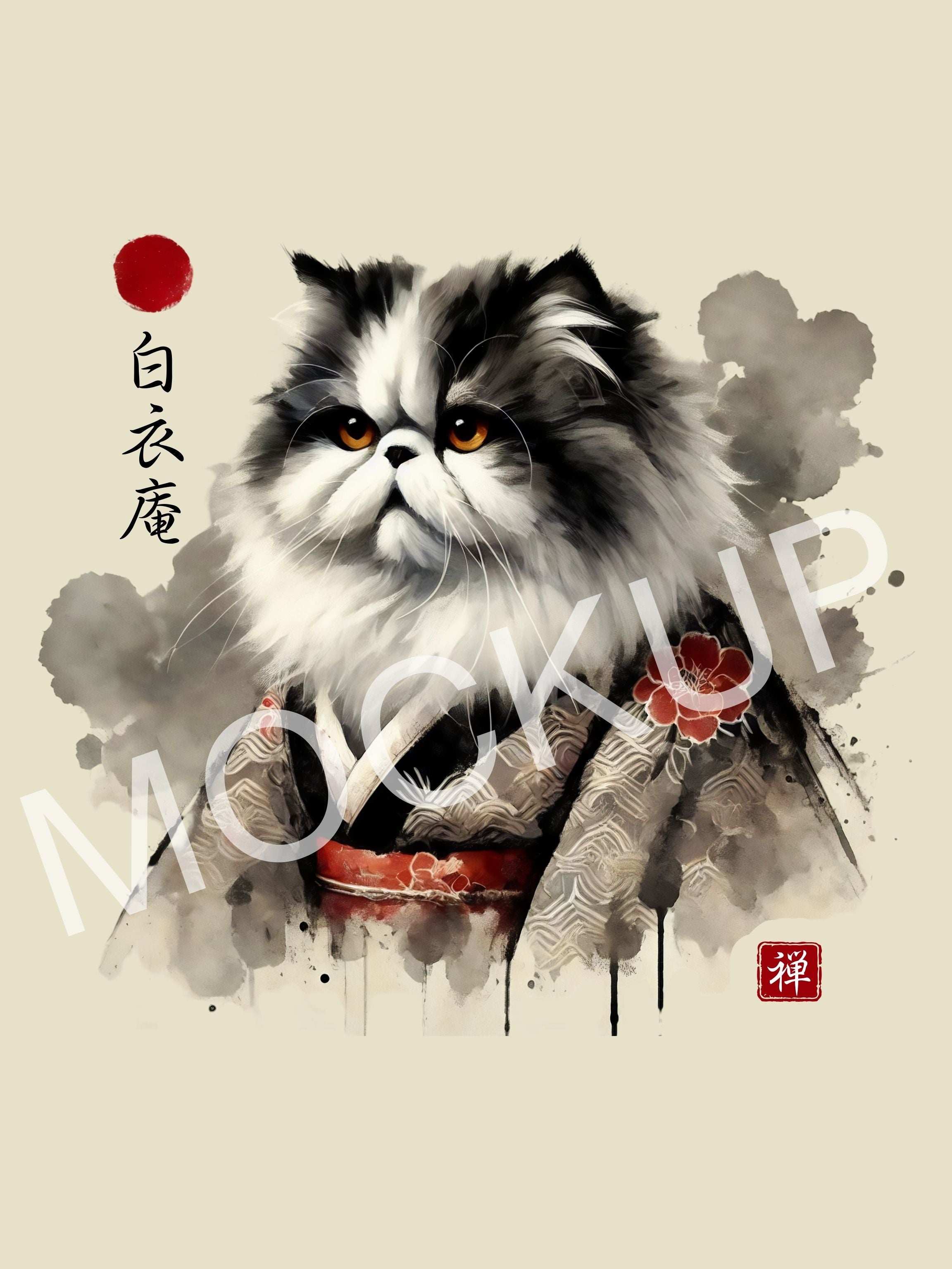 Byakuian - White Robe Hermitage Cat Wall Art