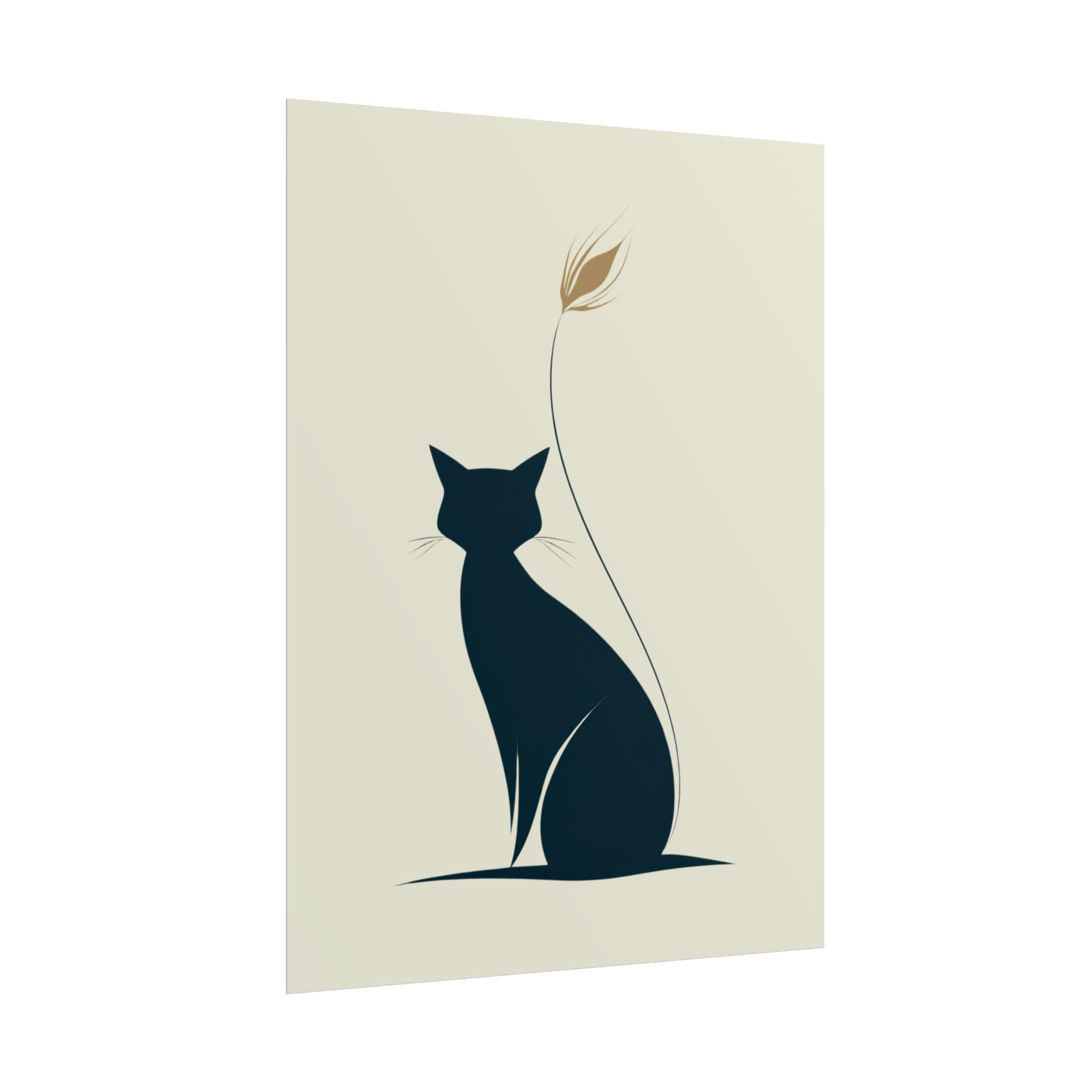 Minimalist Cat Silhouette Poster - Modern Rolled Wall Art