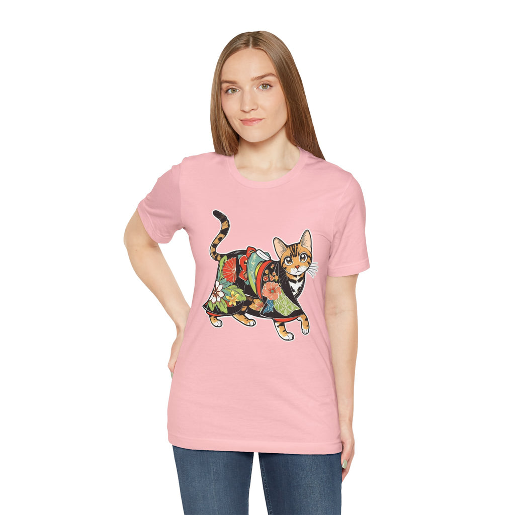 Zen Cat Shirt Japanese Gift Tee, Kimono Cat Bengal