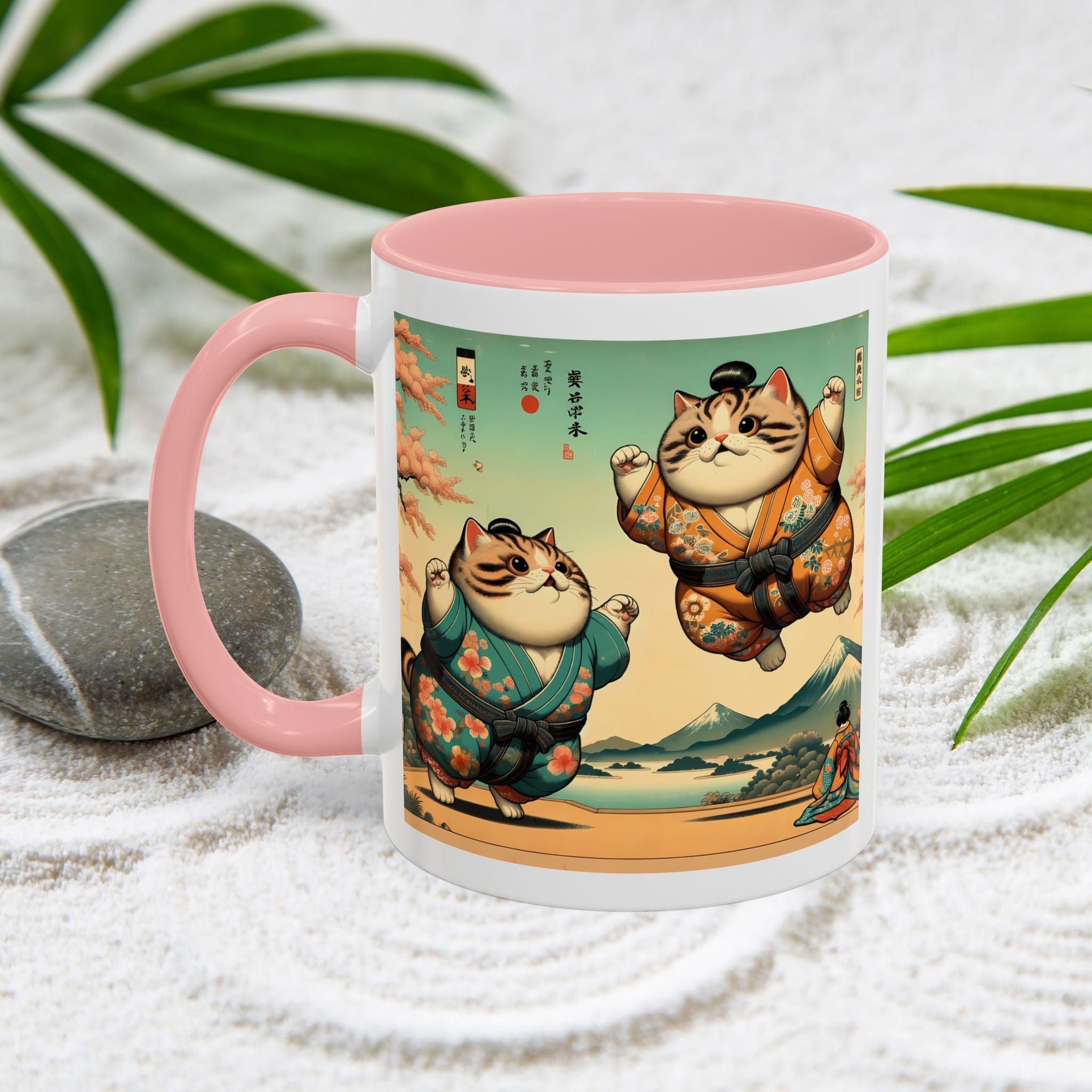 Sumo Cats Mug - Japanese Cherry Blossoms