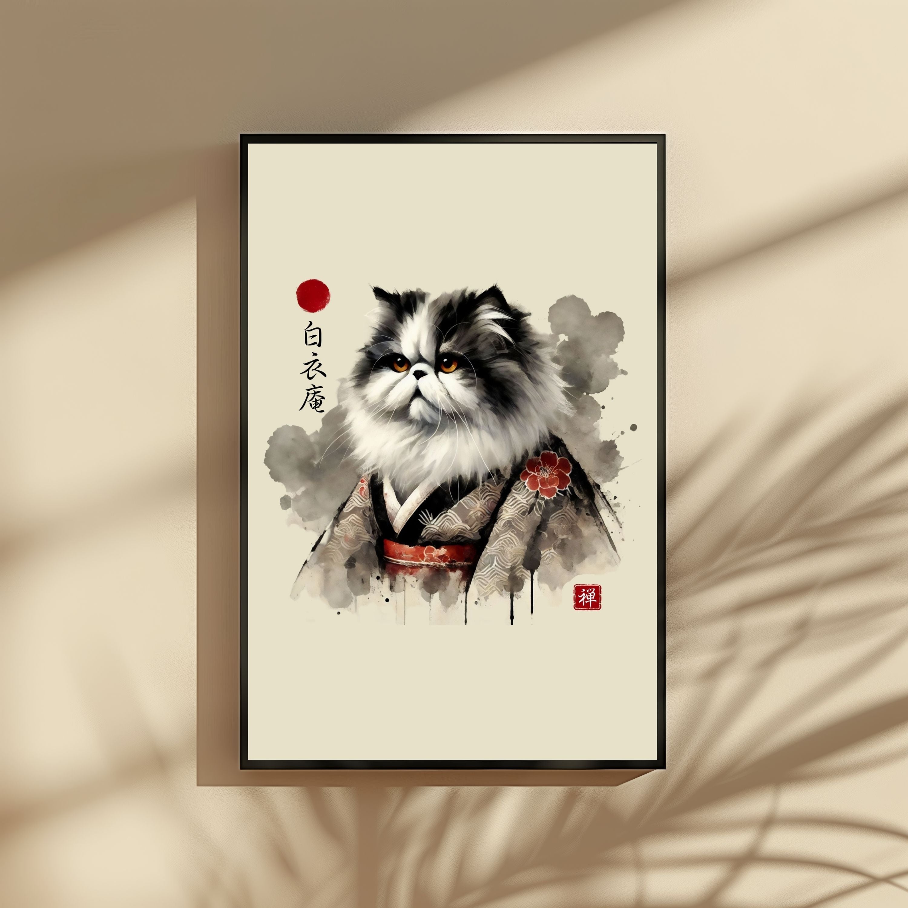 Byakuian - White Robe Hermitage Cat Wall Art