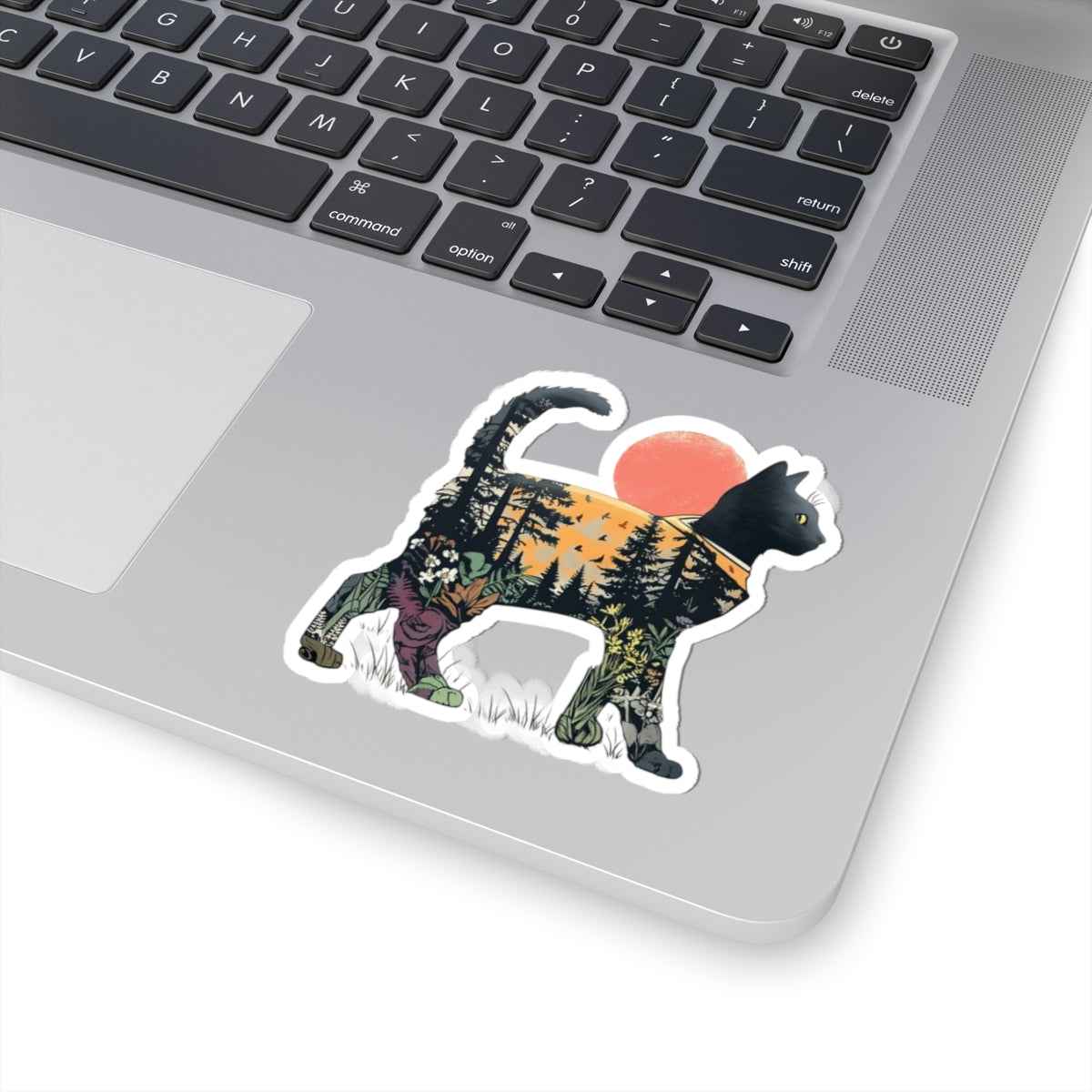 Black Cat Nature Silhouette Sticker | Kiss-Cut Vinyl