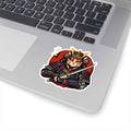 Samurai Cat Illustration Sticker | Kiss-Cut Vinyl Sticker, Anime Warrior Decal