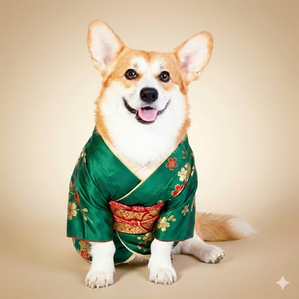 Individuelles Kimono-Haustierportrait – Personalisiertes Haustierkunstwerk im japanischen Stil