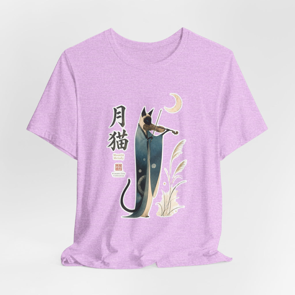 Moon Cat Violin Tee — Japanese-Inspired Cat Playing Violin T-Shirt