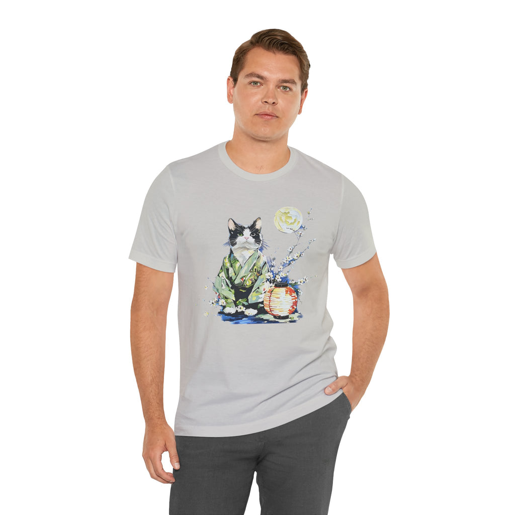 Moon Flower Cat Silhouette T-Shirt | Cat Illustration, Doodle Portrait