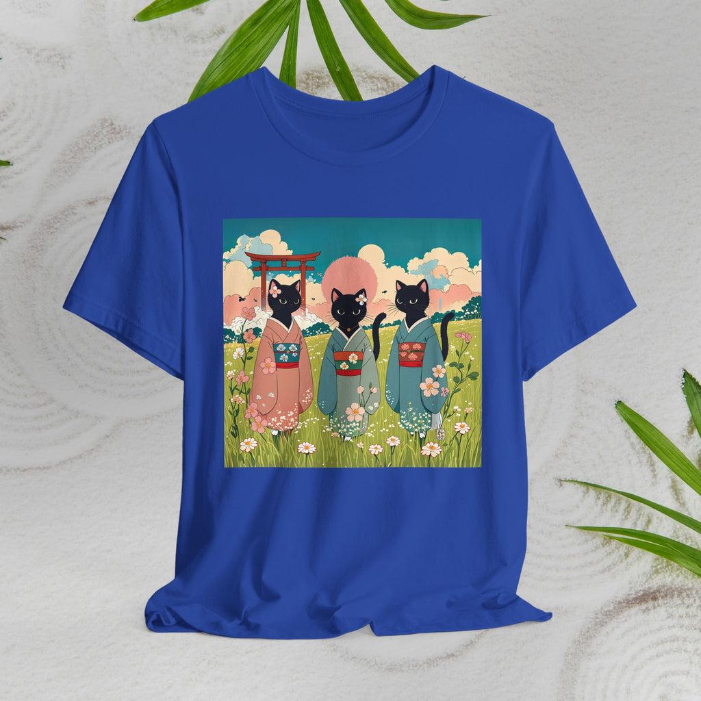 Black Kitty Cats in Japanese Kimonos T-Shirt