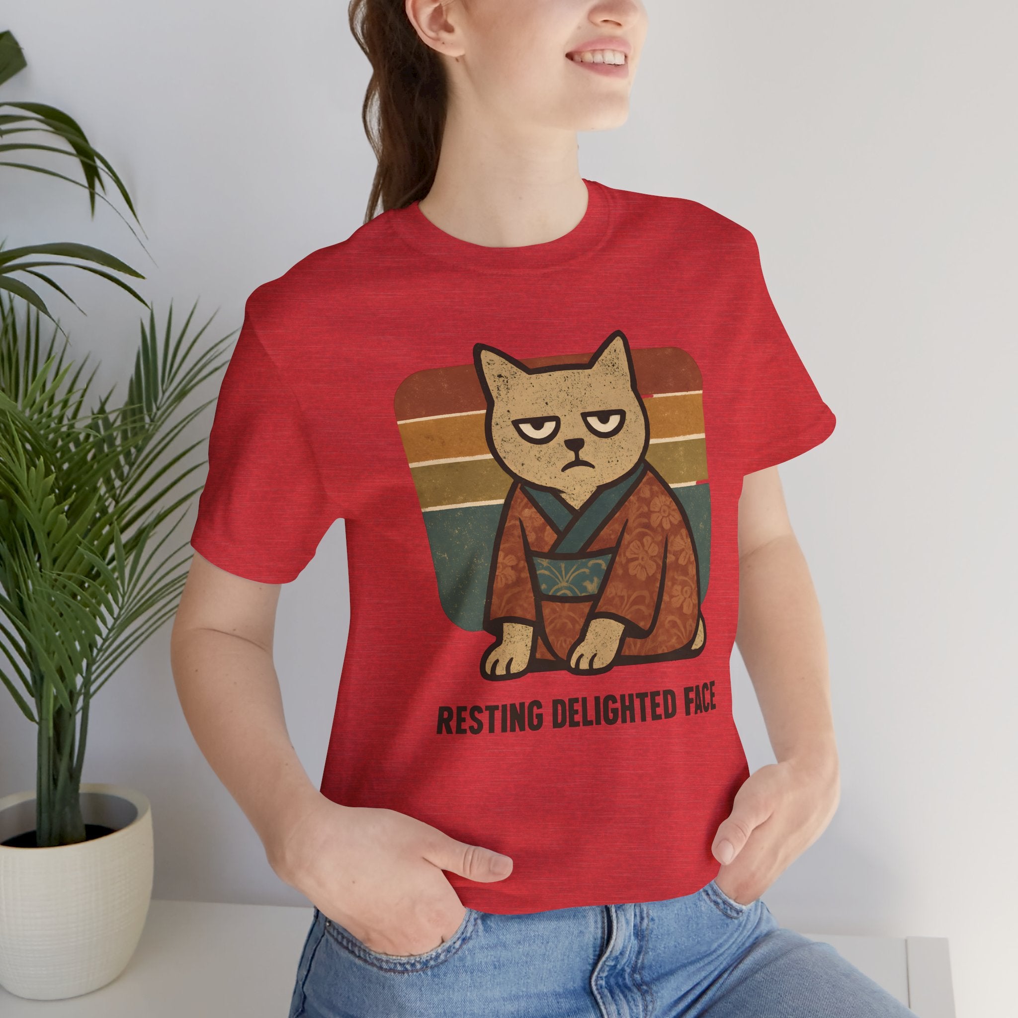 Resting Delighted Face - Grumpy Kimono Cat Vintage T-Shirt