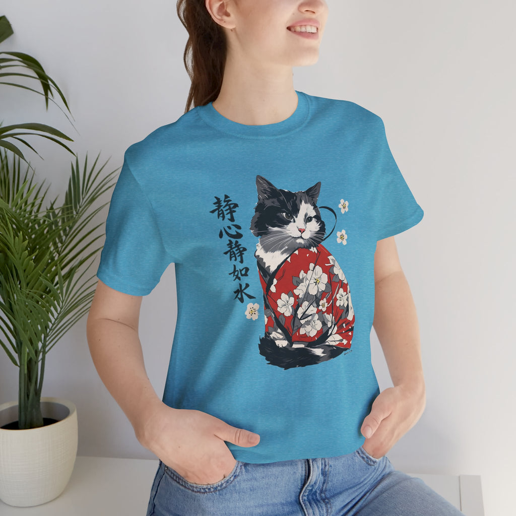 Sakura Neko Cat Tee | Kimono Cat Silhouette, Meow Nyan Japan